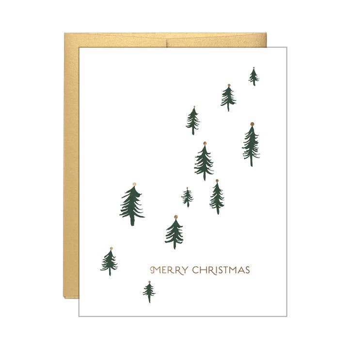 Christmas Forest - Letterpress Holiday Card for wholesale by Lake Erie Design Co.