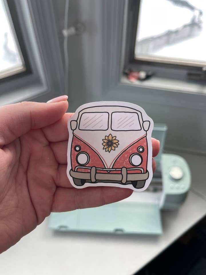 Pegatina autobús girasol retro para venta al por mayor de Coffee & Good Reads