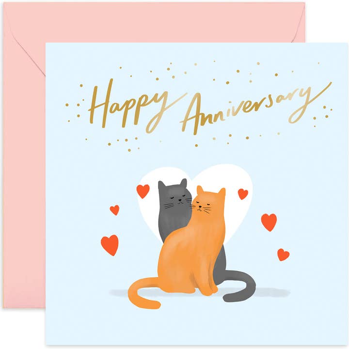 Cat Anniversary Card - Jubileumskort - Kärlekskort - Katter för wholesale av Old English Company