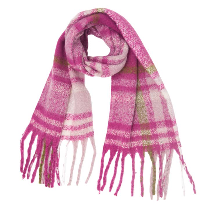 Dipped Shop - Wholesale Scarf - Women's - Tassel Plaid Vintage Scarves DPKS12185