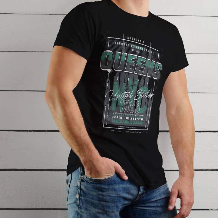 New York Unisex-T-Shirt Queens, Vereinigte Staaten von Amerika für den Großhandel von Emogifts