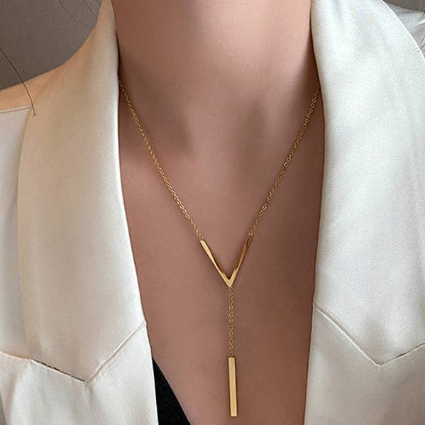 Original Chic Simple Solid Gold Chain Necklace for wholesale by MoodGold