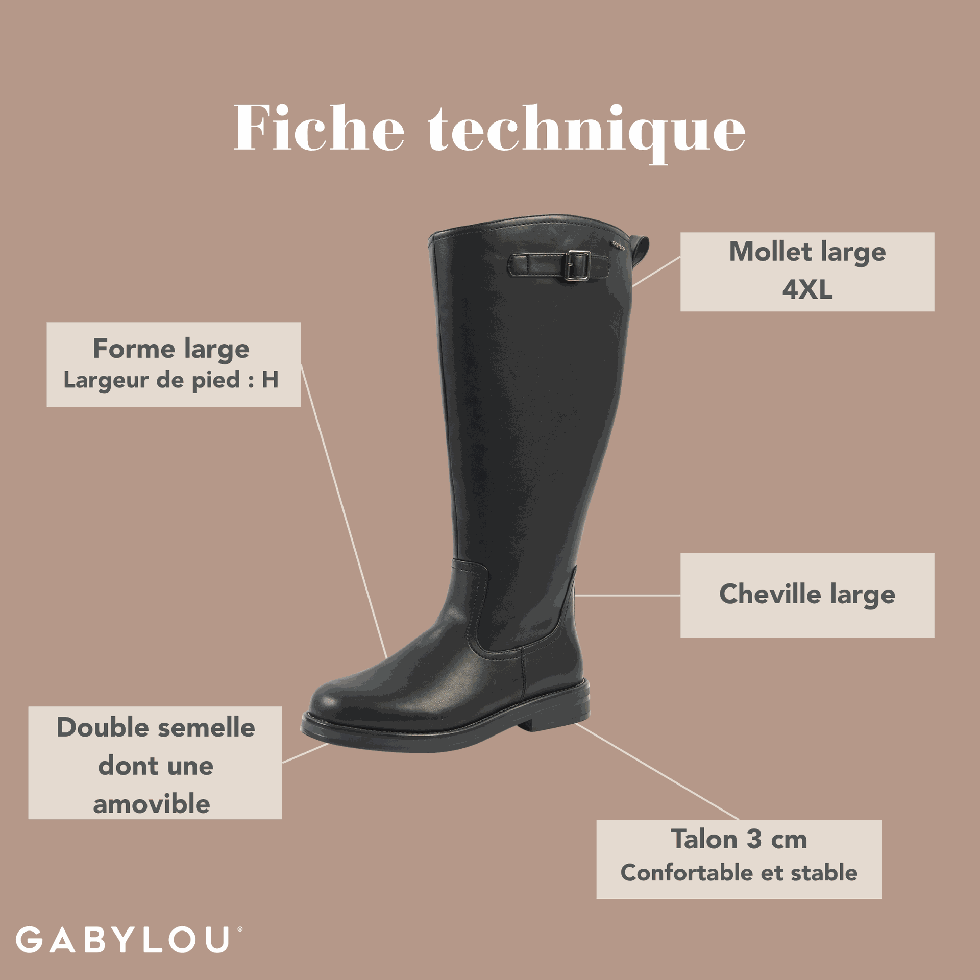 Gabylou - Vente Bottes – femme - Bottes 4XL pour mollets larges - Modele Kate11