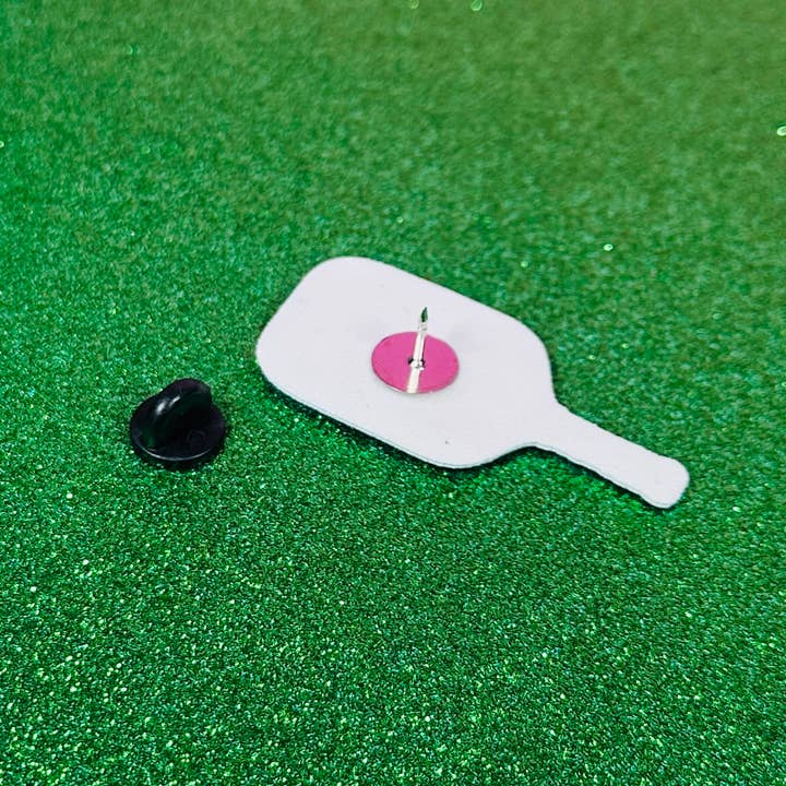 Sea Pixie Designs – wholesale Nål och knapp för kavajslag – Rosa & Grön Pickleball Paddel Sportlag Pin2