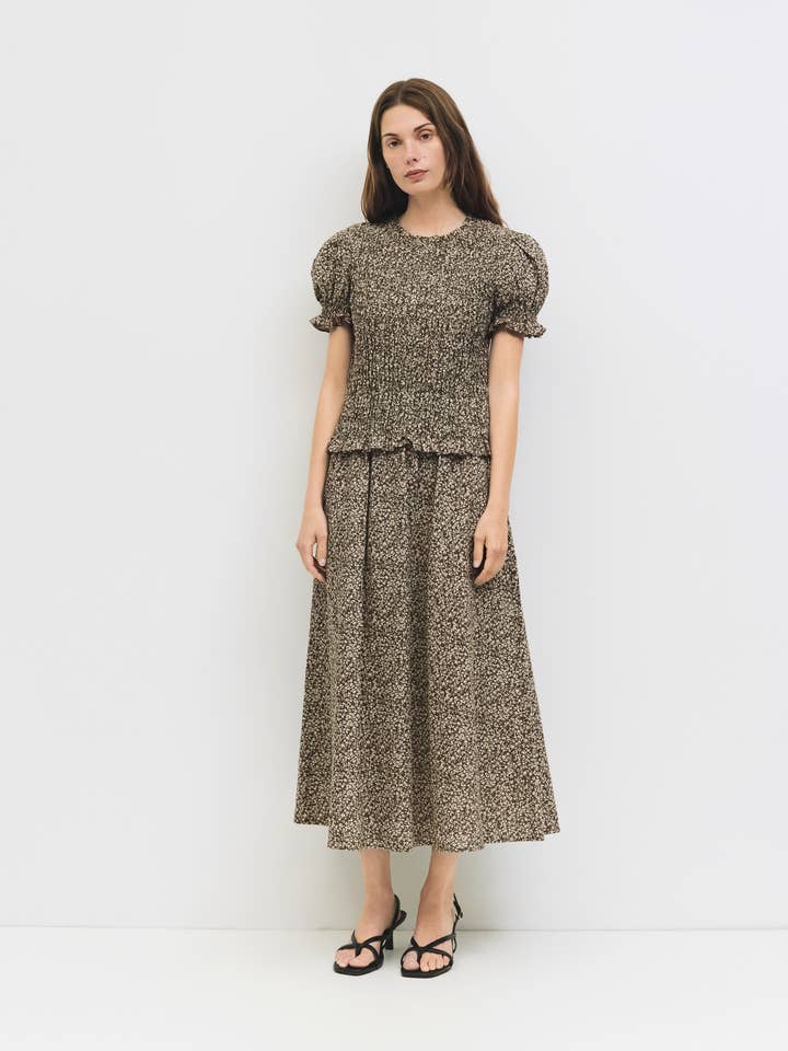 Le Haut Harleen | Haut à Manches Bouffantes à Fleurs Froncées pour la vente par MOD REF