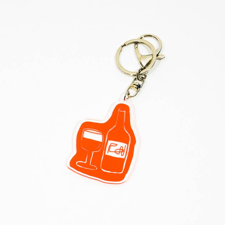 porte-clés / bijou de sac en acrylique recyclé "wine doodle" pour la vente par Gab Art & Design