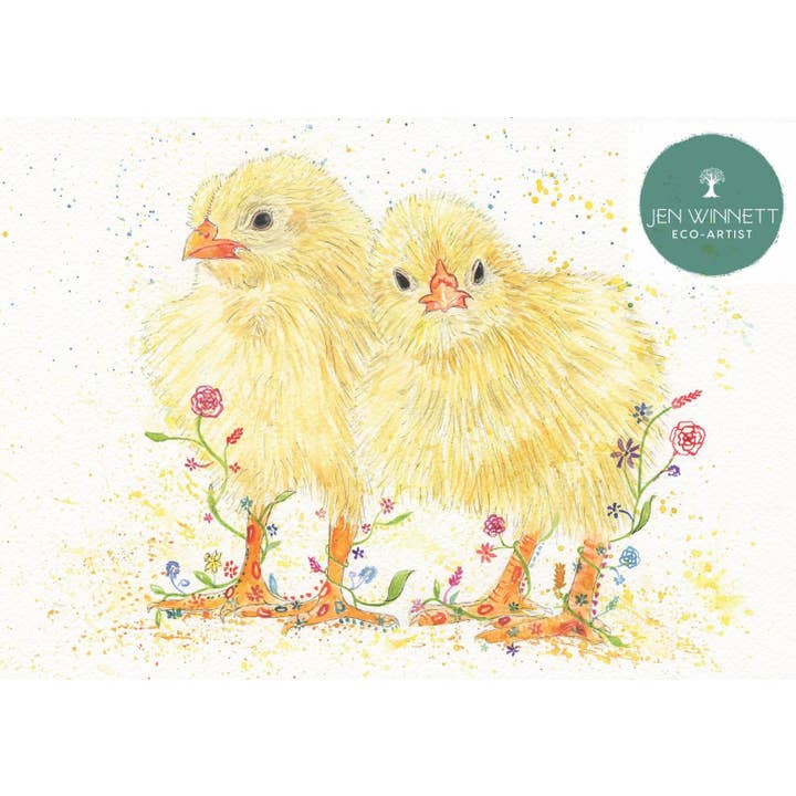 Pollitos | Pájaro | Impresión artística firmada | Animal | Obra de arte | Hogar para venta al por mayor de Jen Winnett Eco Artist