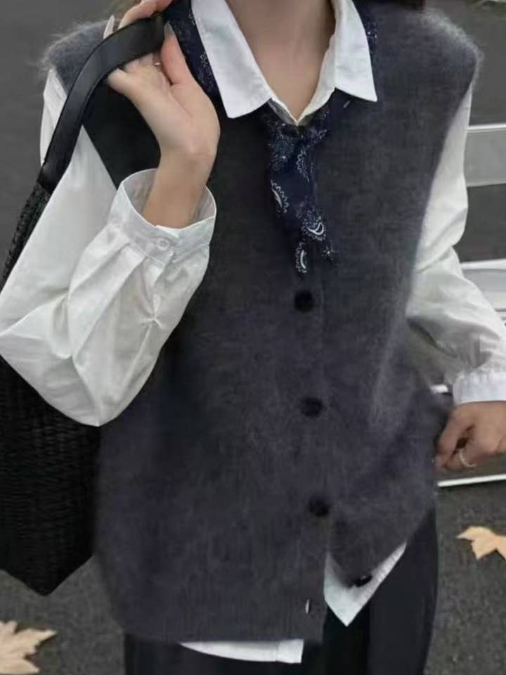 Børstet uld-kashmir vest uden ærmer for engroshandel hos jw.atelier