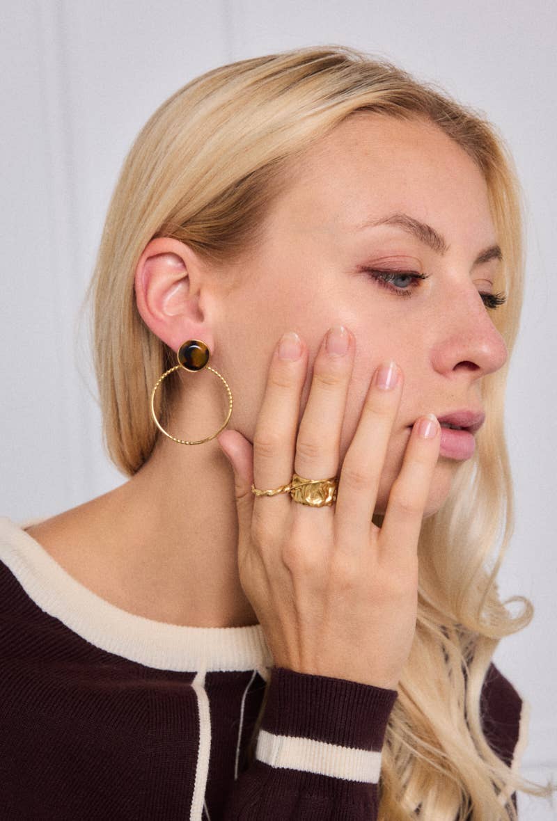 Gold Stainless steel earrings 124RX187 for wholesale on Faire1