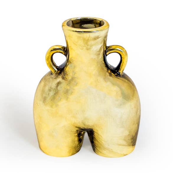 Vaso da bottino piccolo in oro antico «Love Handles» per la vendita all'ingrosso da parte di McGowan & Rutherford Ltd