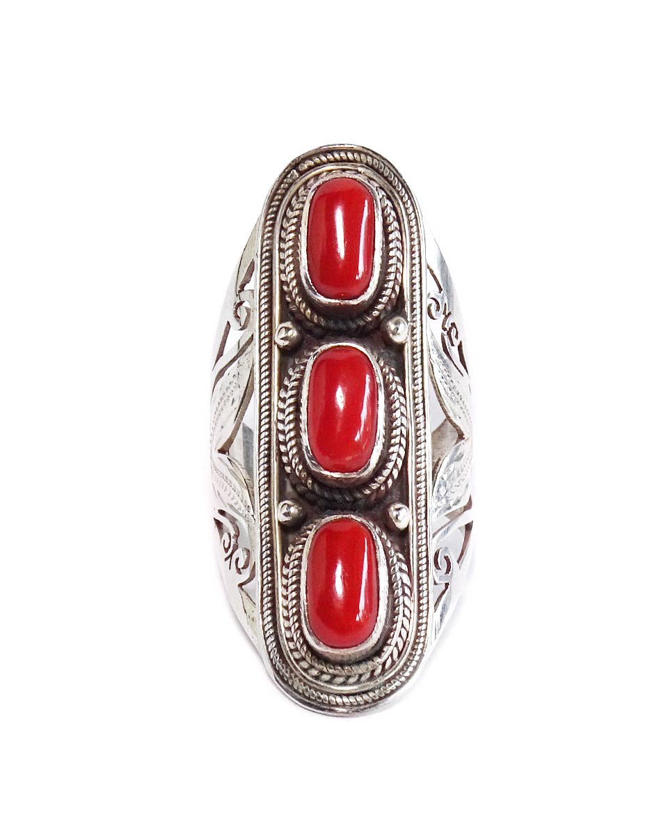 Zig Zag Asian Collection - Venta al por mayor Anillos grandes/de cóctel - Anillo grande de triple piedra Jali13