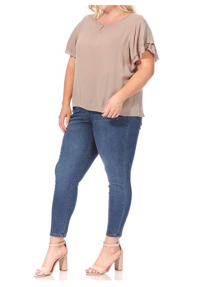 MOA COLLECTION - Wholesale Blouse - Women's - Women's Plus Size Short Sleeve Round Neck Blouse Top23