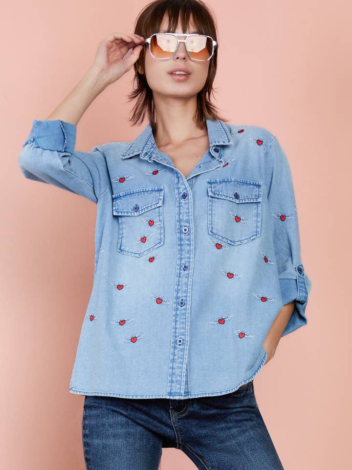 Denim Love Wing Shirt for wholesale by Billy T