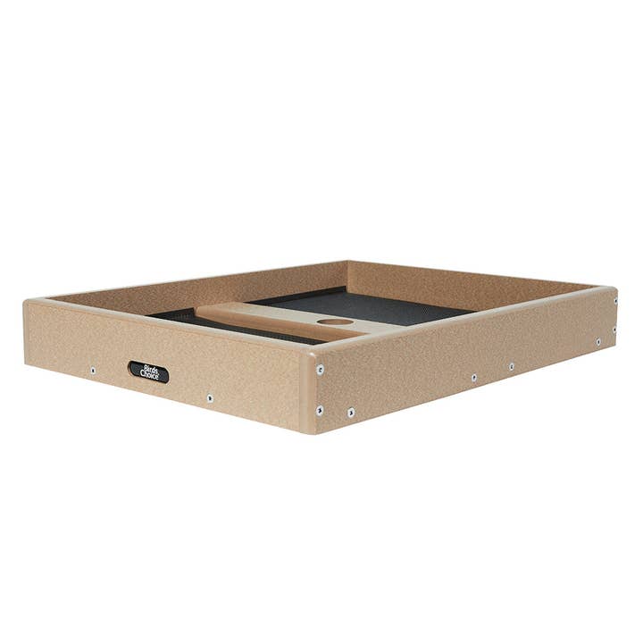 Seed Catcher Platform Bird Feeder Pole Mount in Taupe Recycled Plastic Medium for wholesale by Birds Choice