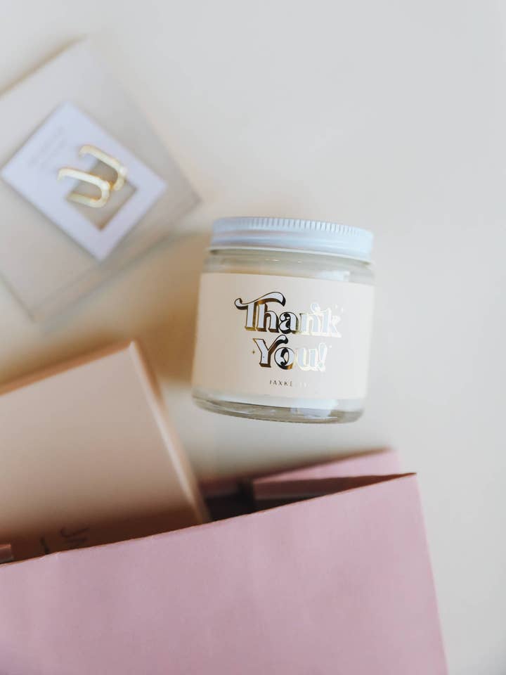 4oz - Thank You Celebration Candles for wholesale by JaxKelly Candles