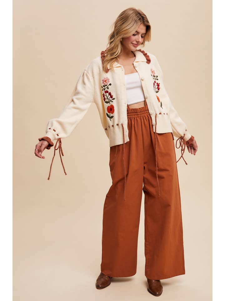 Listicle - Vendita all'ingrosso Cardigan - Donna - Cardigan Maglione Ricamato a Fiori21