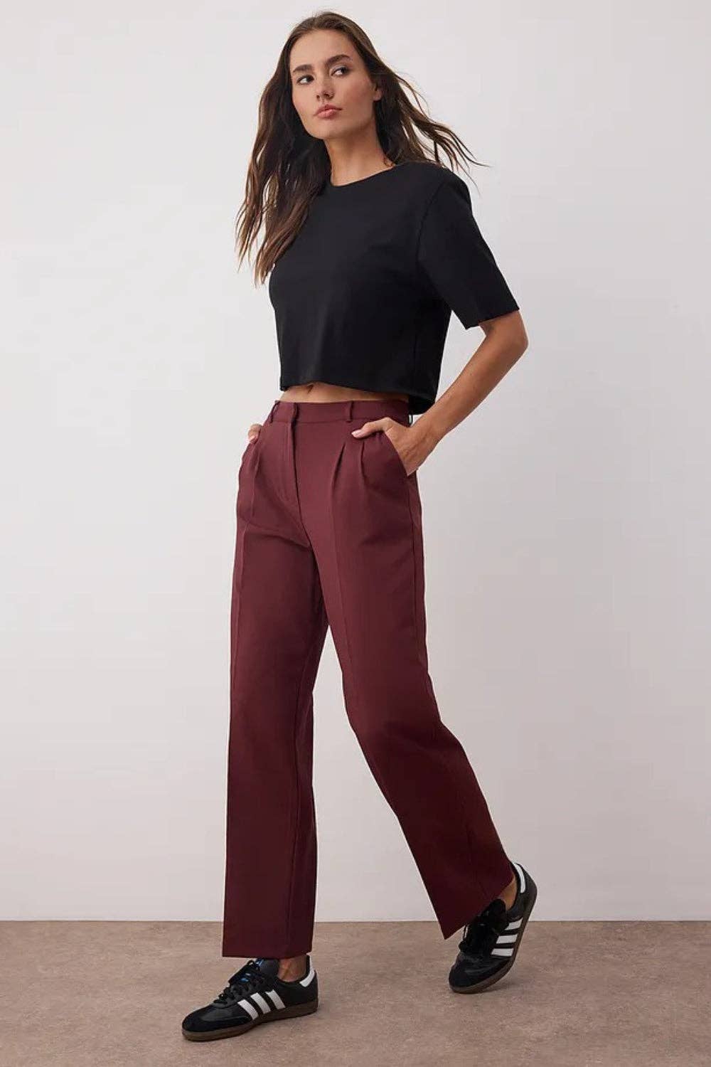 Hoxton Gal - Wholesale Broek - Dames - Recht gesneden geplooide geweven broek13