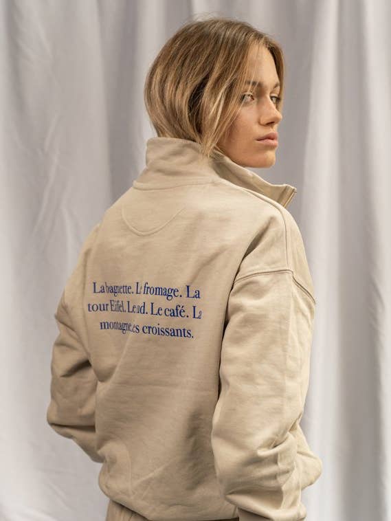 Fransk kunst. Unisex halv-zip trøje for engroshandel hos Les Petits Basics
