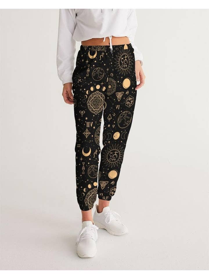 Raiana's Vibes - Wholesale Athletic Sweatpants/Joggers - Women's - Celestial Print Joggers Women, Womens Track Pants, Festival Clothing, Trendy Joggers, Womens Trousers, Trippy Mushroom Pants, Rave Outfit1