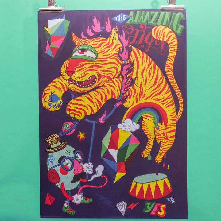Poster »Amazing Tiger« für den Großhandel von Martin Krusche Illustration