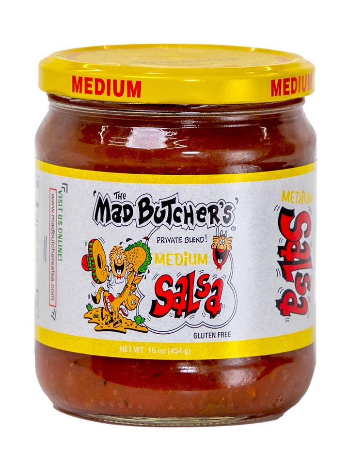 The Mad Butcher Medium Salsa (15.5 oz) Jar for wholesale by Todd's Premium Foods