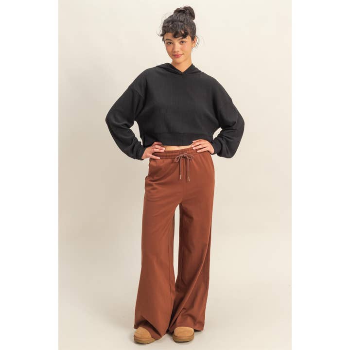 Double Zero - Wholesale Hoodie - Women's - Drop Shoulder Casual Cropped Ribbed Hoodie1