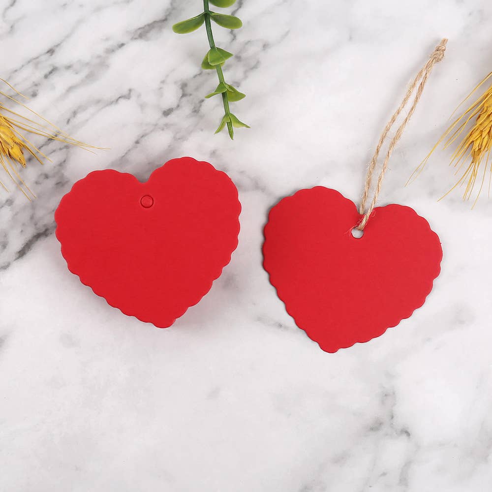 ByHome - Vente Étiquette cadeau - 100 pièces, étiquette cadeau en papier kraft vierge en forme de cœur LOVE 2,4x2"4