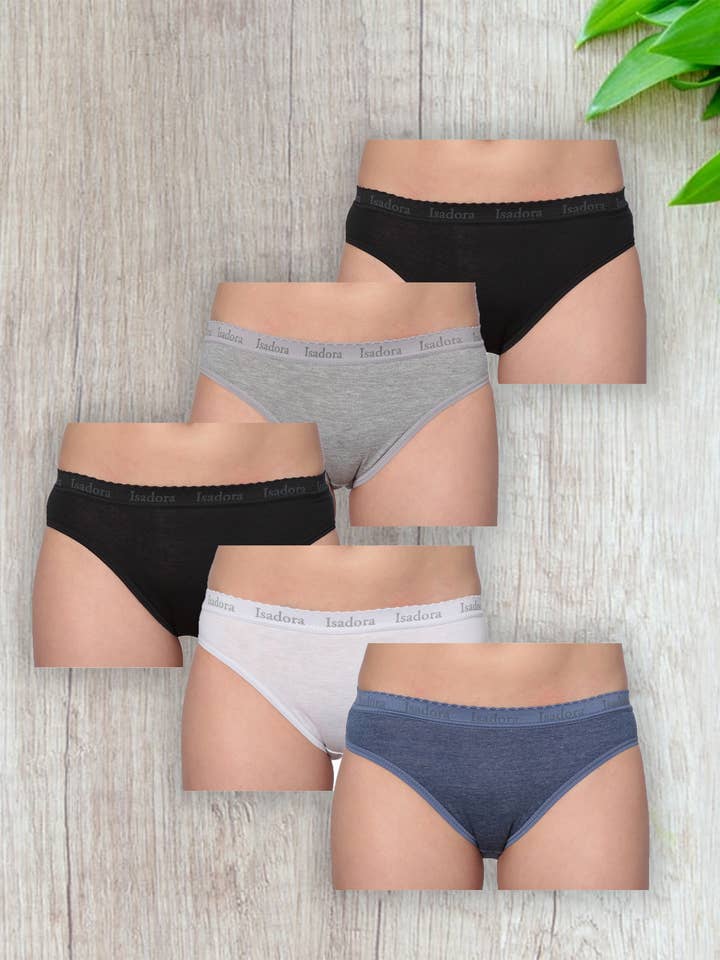 Isadora, Tipi toe, & James Fiallo - Wholesale Underwear - Women's - Isadora Women's 5 Pack Cotton Bikini Underwear2