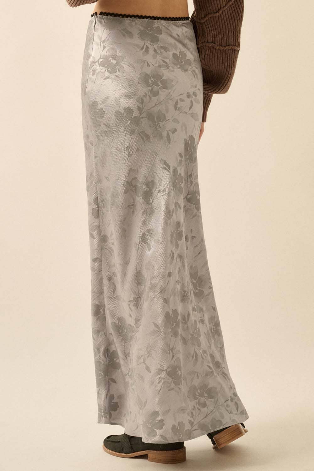 Promesa USA - Wholesale Skirt - Women's - Floral-Print Bias-Cut Satin Maxi Skirt14