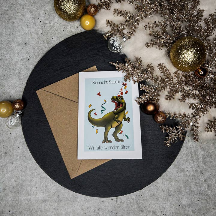 Dinosour - Greeting Card for wholesale by Solid Gold / Naja-Marie Baumann