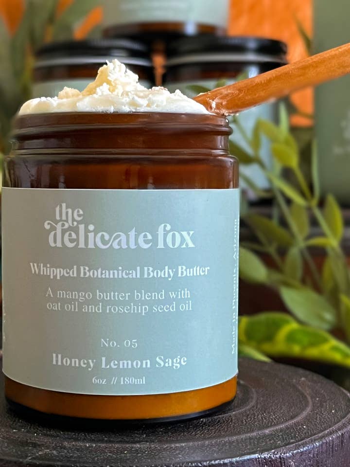 Honey Lemon Sage Botanical Body Butter for wholesale by The Delicate Fox