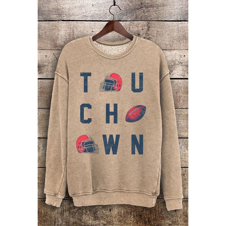 HRTandLUV - Wholesale Graphic Sweatshirt - Women's - TOUCH DOWN MINERAL SWEATSHIRTS