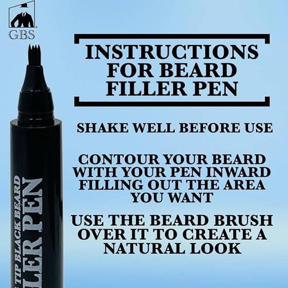 GENTS FINE GROOMING PRODUCTS – Engroshandel Skægstyling – Beard Filler Pen 4 Tip + Skægbørste (Sort eller Brun)