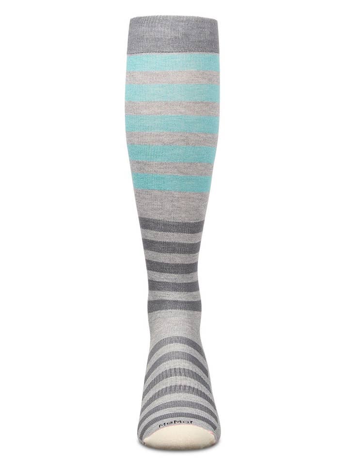 Medium Gray Memoi Multi Stripes Bamboo Compression Socks for wholesale on Faire1
