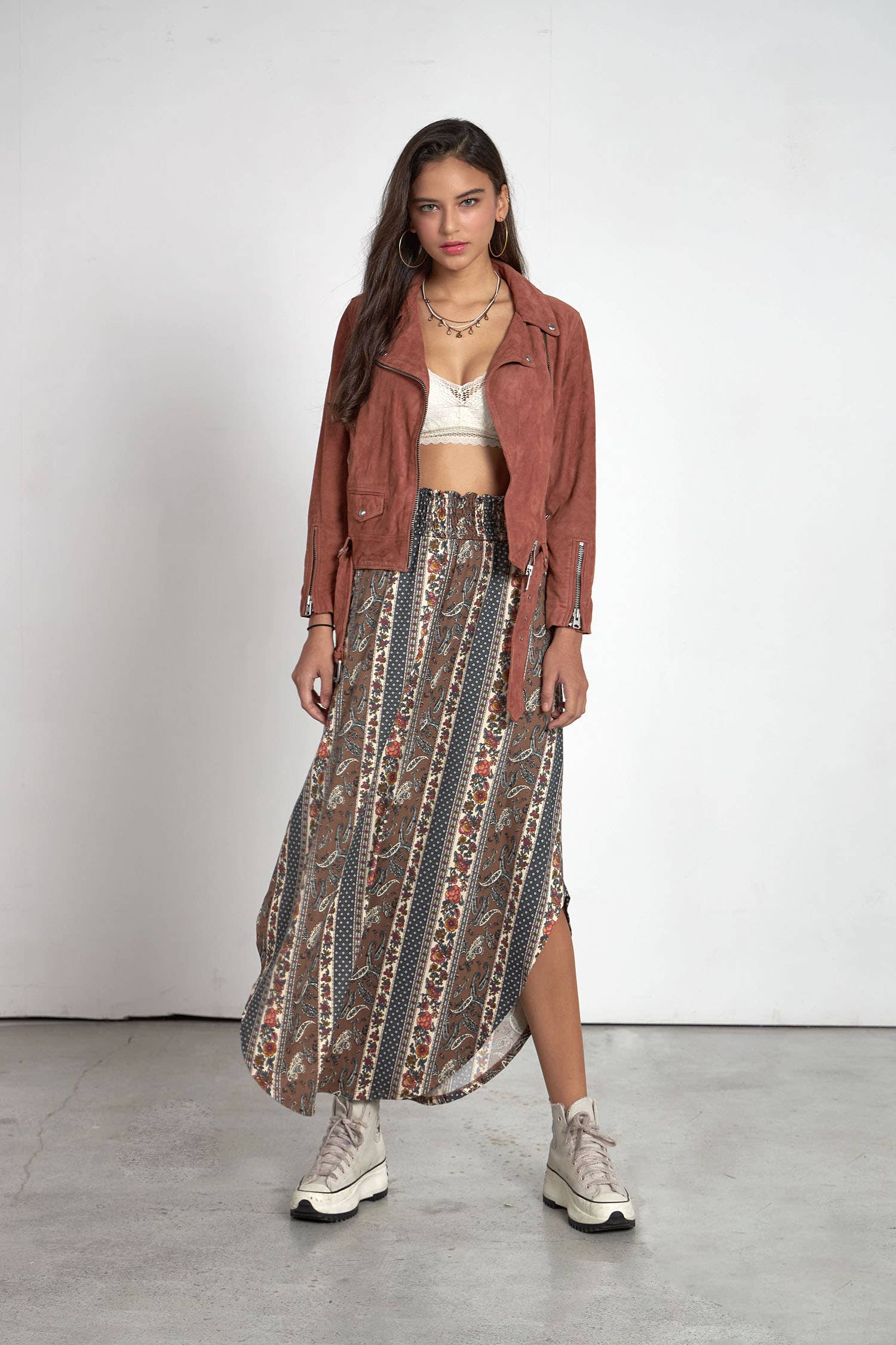 noflik - Venta al por mayor Falda - Mujer - Falda Maxi con Cintura Elástica Fruncida y Dobladillo Curvado -NS1000_8