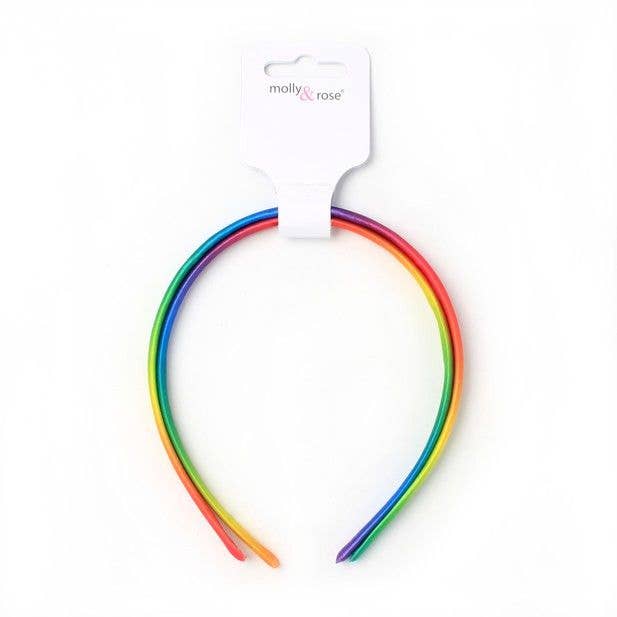 8mm Wide Rainbow Aliceband. Card of 2 for wholesale by Inca UK