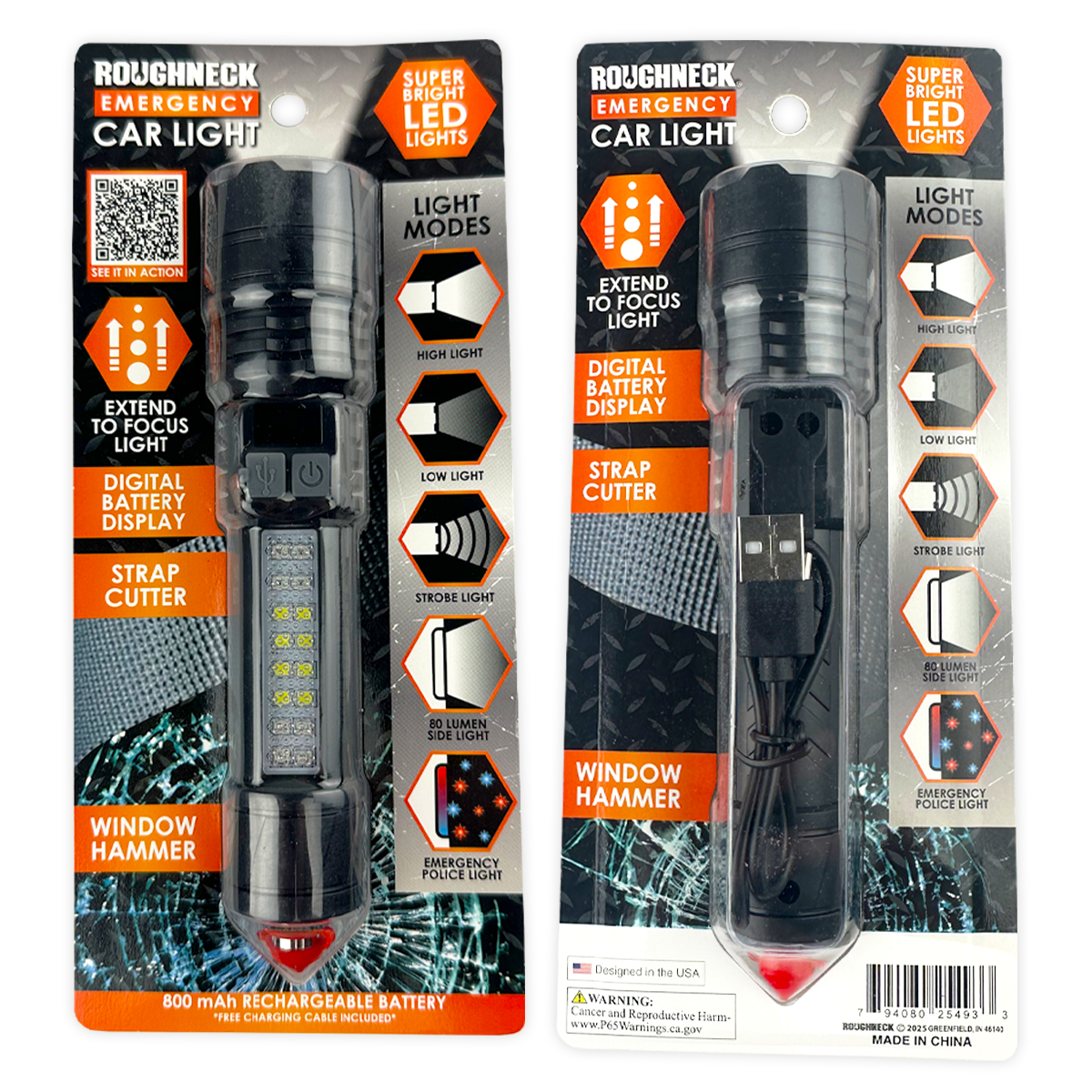 Novelty Brands - Wholesale Handy Tool - Roughneck Emergency Car LED Light Multi Tool - 6/Display3