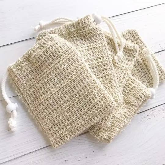 Sisal Exfoliating Soap Pouch for wholesale by Poppy Lane Organics