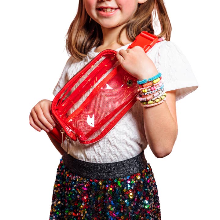 THE LAUREN - CLEAR GAMEDAY STADIUM SLING BAG - RED for wholesale by Geaux Clear Collection