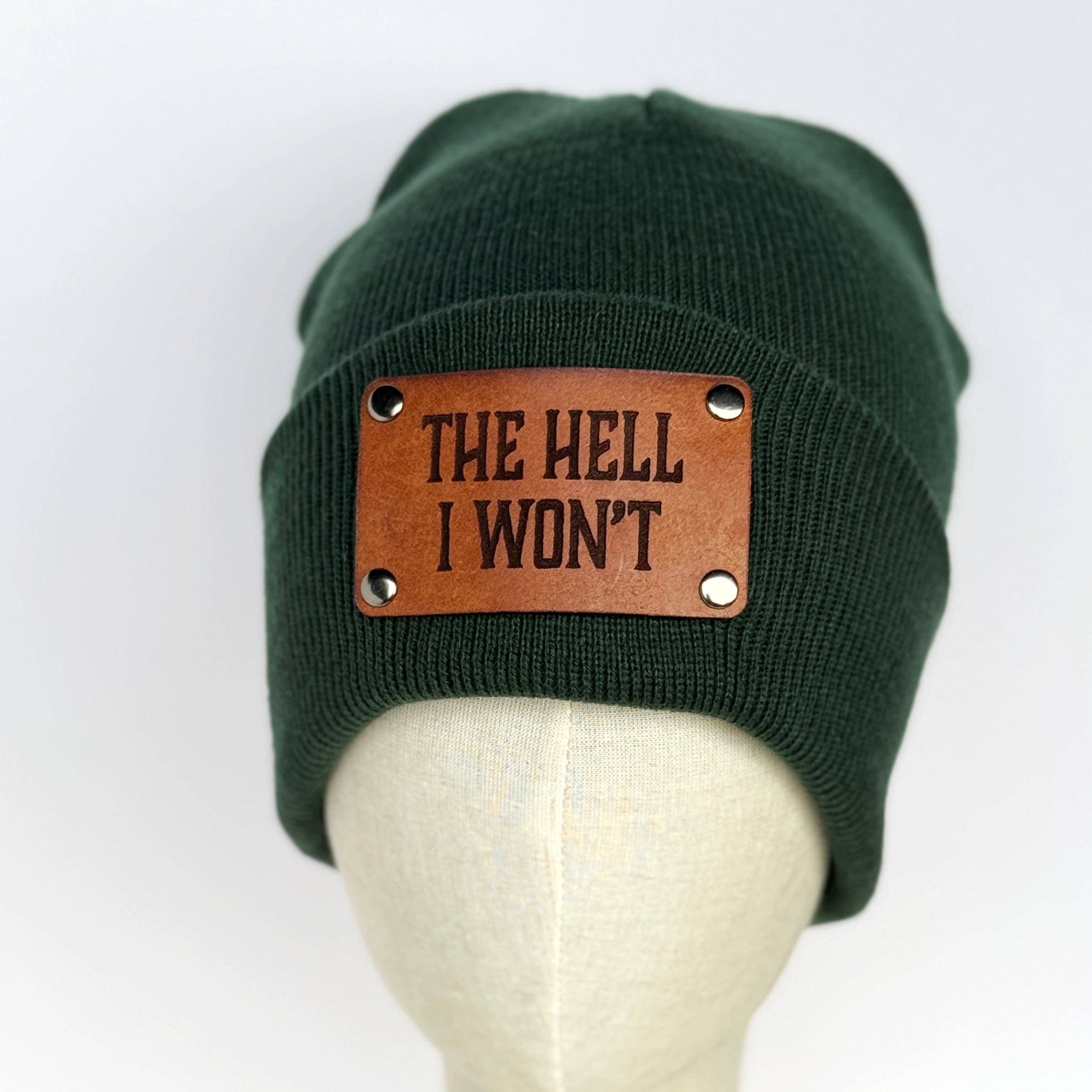 The Lonely Pine - Wholesale Beanie - Unisex - The Hell I Won't beanie with snap on/off leather patch5
