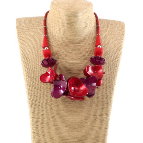 Pretty Persuasions - Wholesale Beaded/pearl necklace - N24276 Exotic Bloom Polyresin Statement Necklace6
