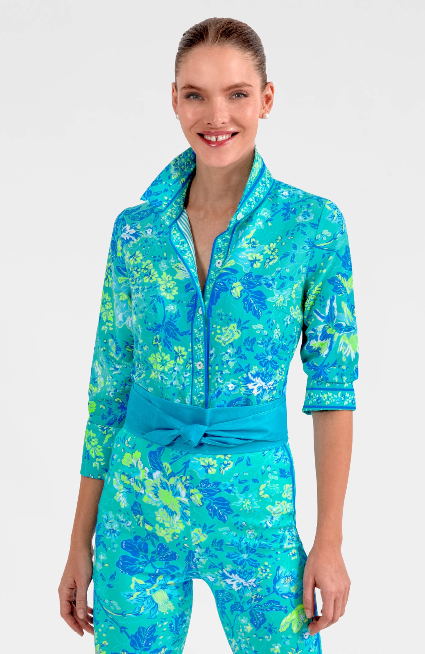 Gretchen Scott LLC - Wholesale Button Down Shirt - Women's - Boyfriend Shirt - English Garden21