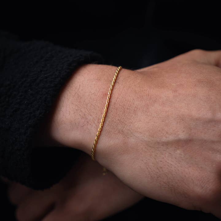 925 Micro Rope Bracelet - Gold for wholesale by Twistedpendant