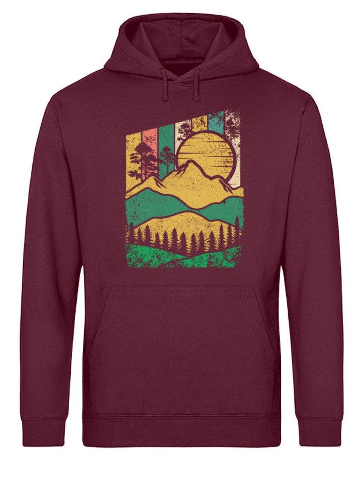 Mountain forest sun - unisex basic organic hoodie for wholesale by Uwaldu