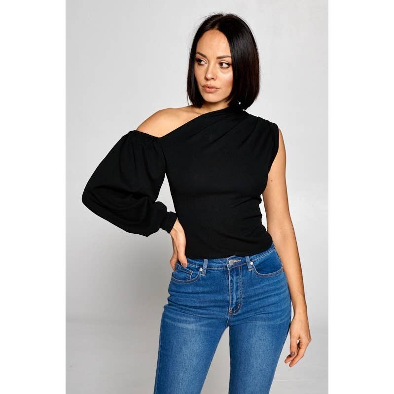 DORCAS - Wholesale Blouse - Women's - ONE SLEEVE FASHION TOP14