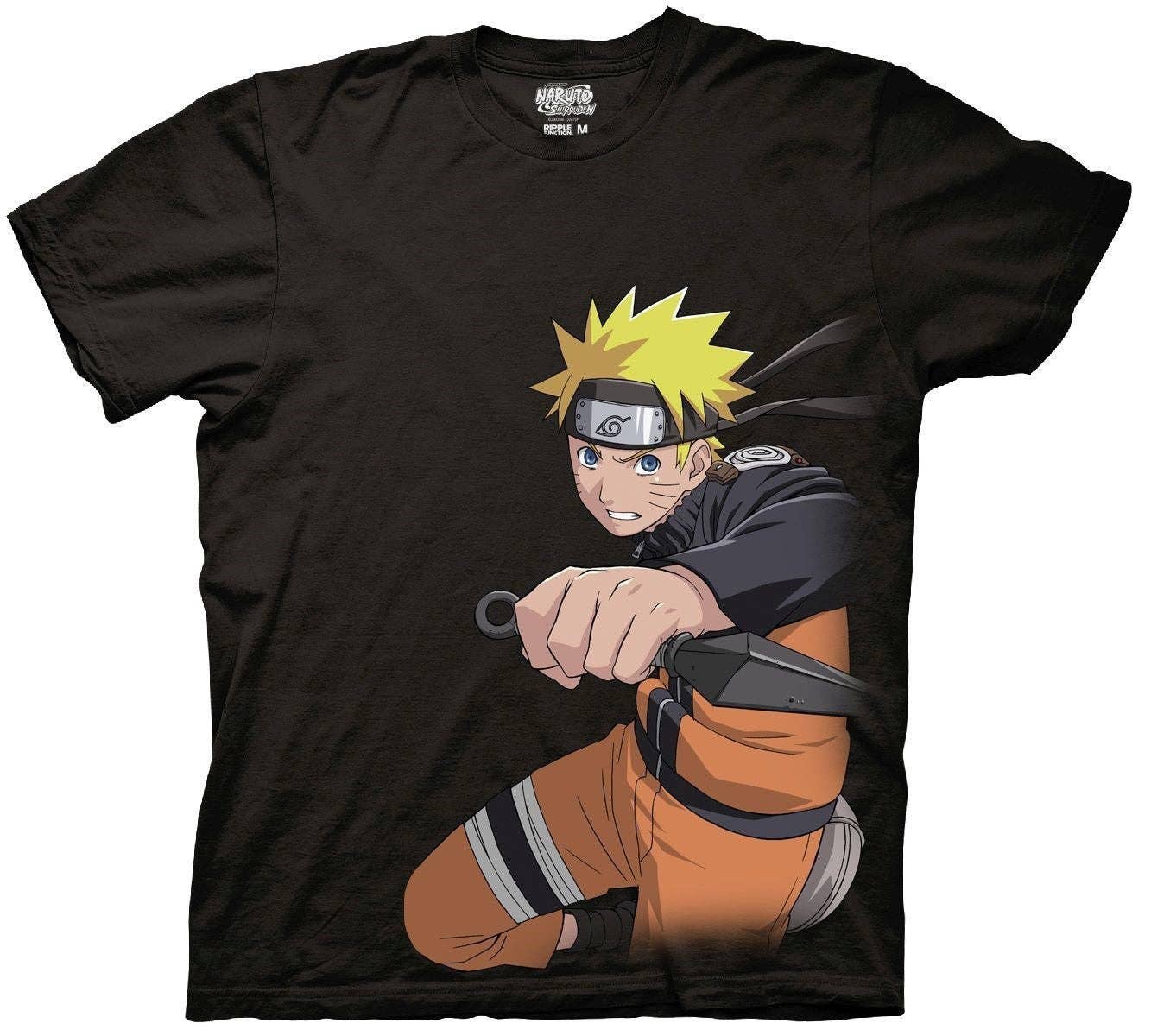 Fundom - Wholesale T-Shirt (Graphic) - Unisex - Naruto Shippuden - Naruto With Kunai Adult T Shirt0