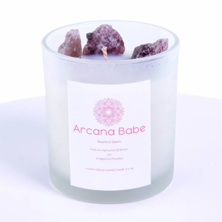 Arcana Babe Strawberry Infused Candle- Grapefruit Paradise for wholesale by Arcana Babe