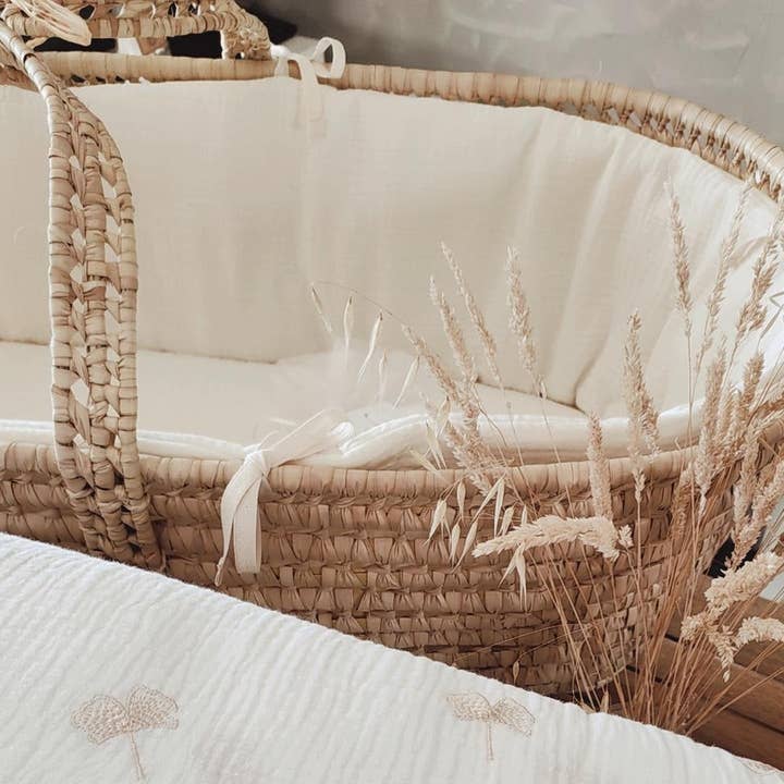 Les p'tites Merveilles de Bérénice - Wholesale Bassinet - Baby - Baby bassinet and complete lining in ecru organic cotton double gauze