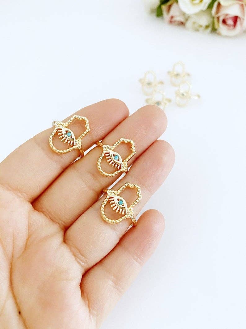 Evileyefavor – wholesale Cocktail/statement ring – Hamsa Hand Ring, Evil Eye Ring, Adjustable Ring, Gold Ring, Lucky Evil Eye Ring3