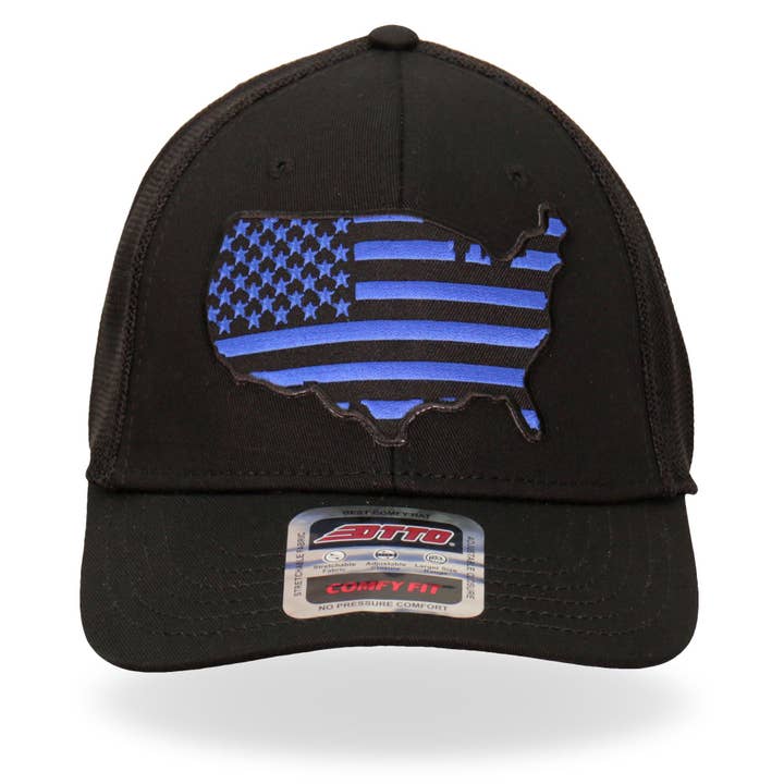 Hot Leathers GSH1037 Blue Country Flag Trucker Hat for wholesale by Hot Leathers